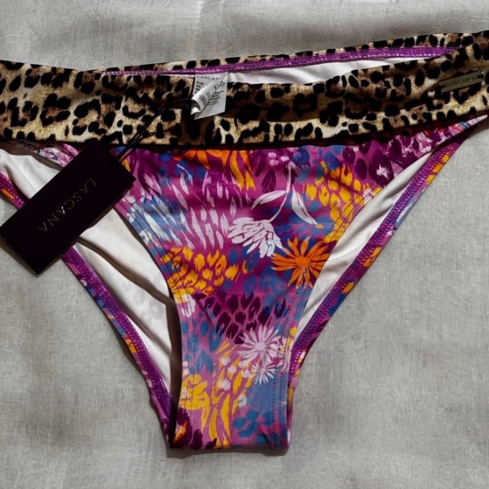 LASCANA Women’s Leopard Floral Bikini Bottom Sz 6 Mid Rise - Picture 4 of 5